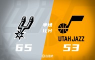 马刺半场5人上双&amp;65-53领先爵士 文班填满数据栏 乔治14分
